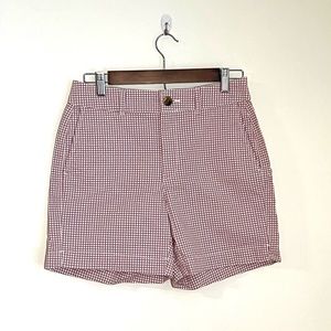 Gingham mid rise pink and white shorts